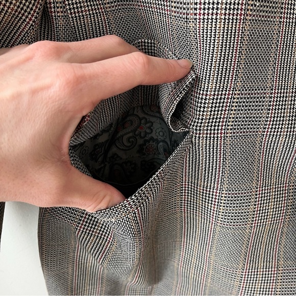 Vintage 1980s Impex International Blazer Hand Tailored Glen Plaid, 40R - Picture 3 of 11